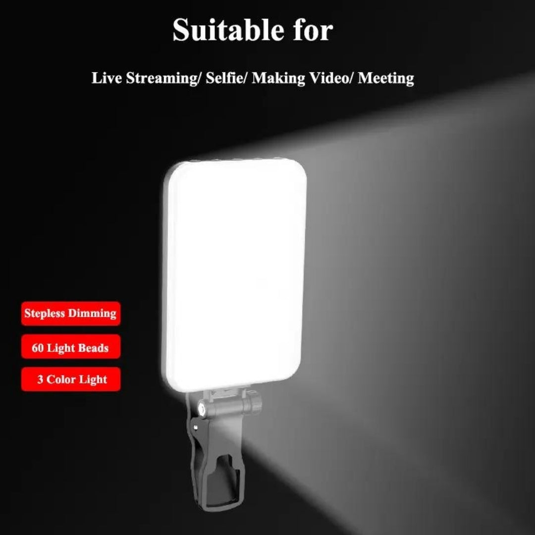 Rechargeable Dual-Clip Selfie Light (3 Modes) for Mobile & Laptop