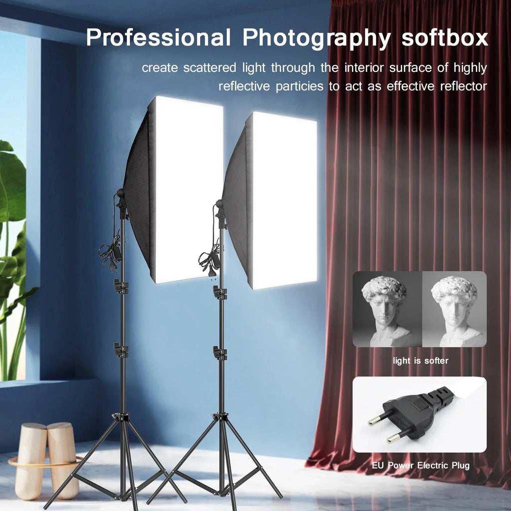 Single Holder Easy Softbox Photostudio Kit 50x70cm