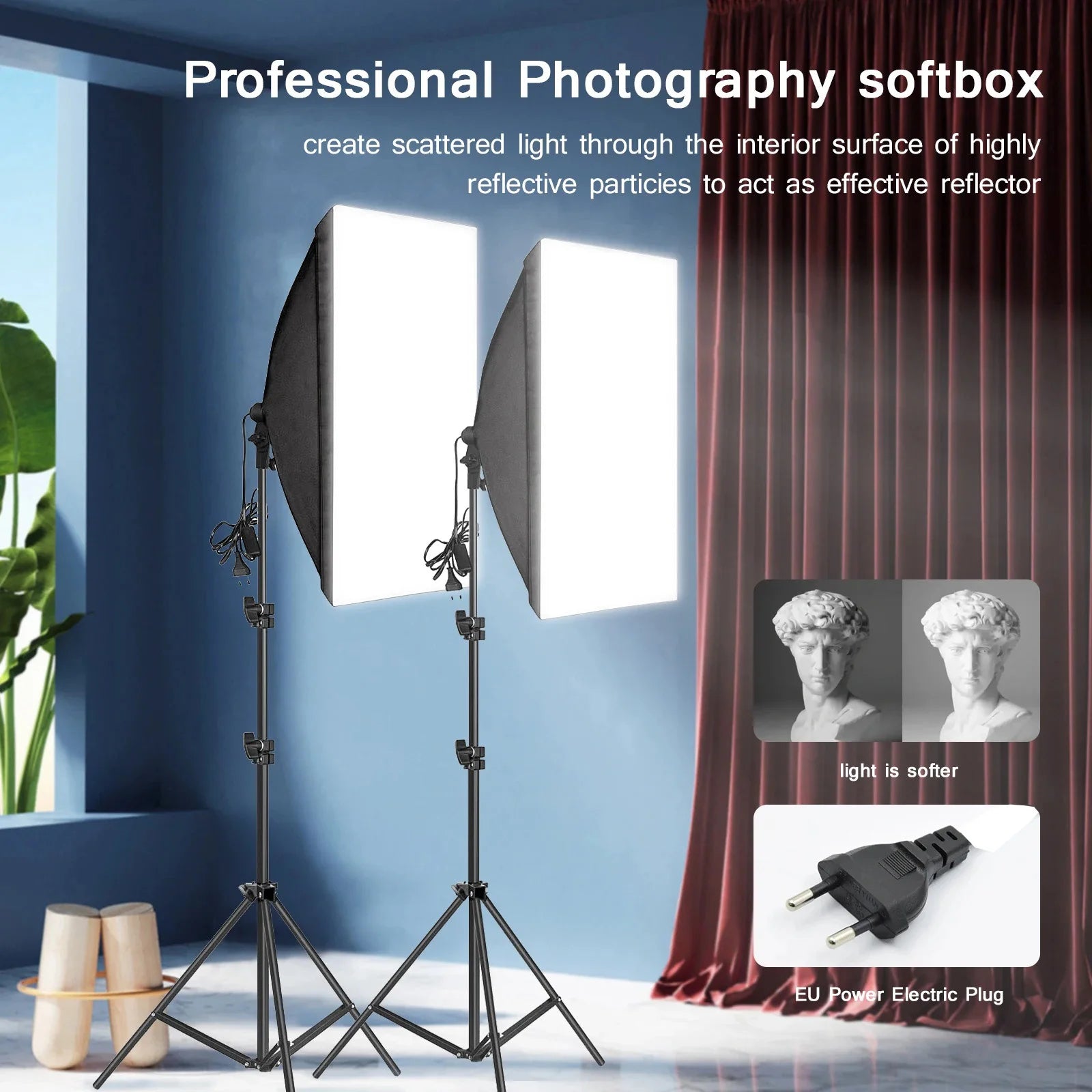 Single Holder Easy Softbox Photostudio Kit 50x70cm