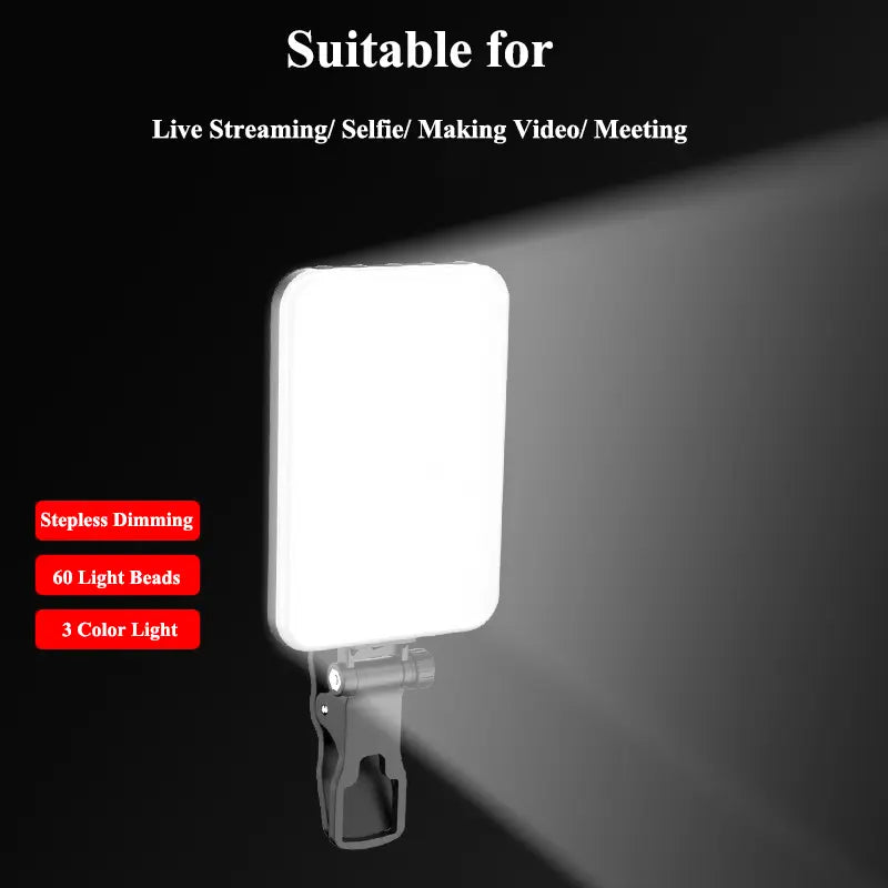Rechargeable Dual-Clip Selfie Light (3 Modes) for Mobile & Laptop