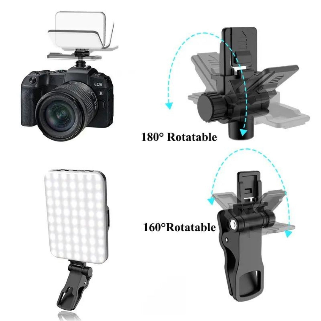 Rechargeable Dual-Clip Selfie Light (3 Modes) for Mobile & Laptop