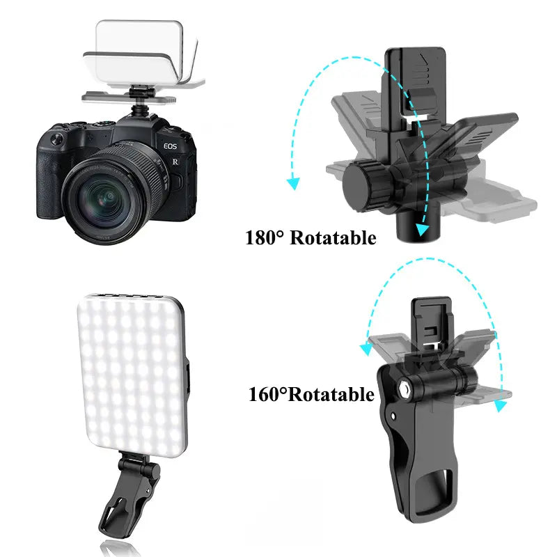 Rechargeable Dual-Clip Selfie Light (3 Modes) for Mobile & Laptop