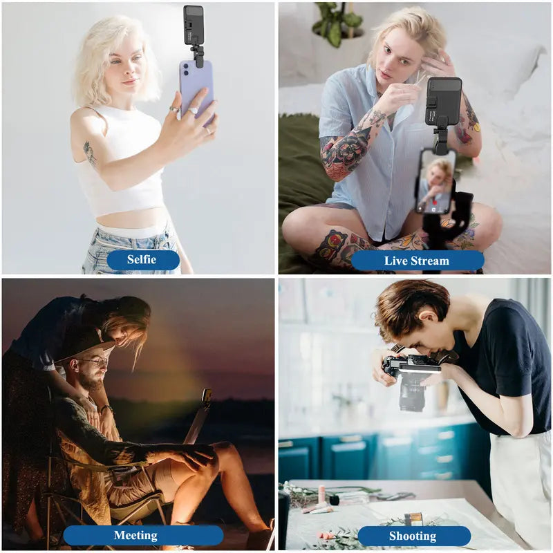 Rechargeable Dual-Clip Selfie Light (3 Modes) for Mobile & Laptop