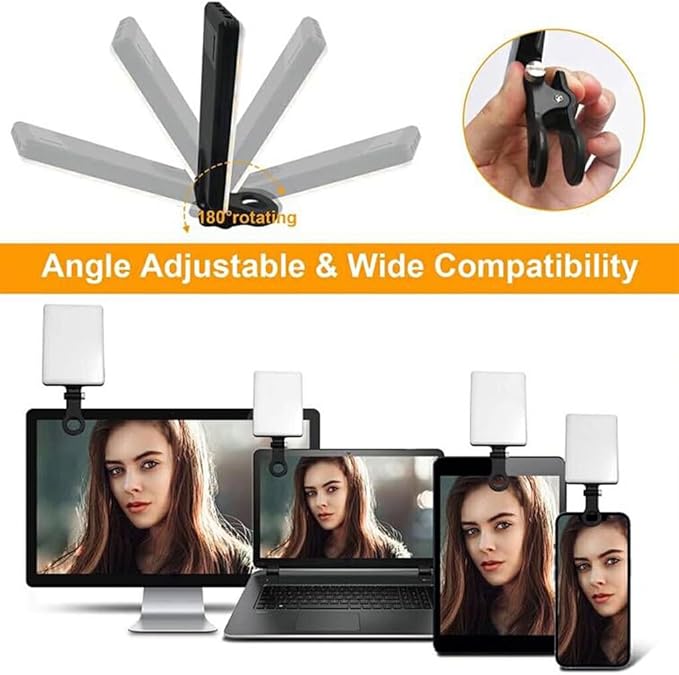 Rechargeable Dual-Clip Selfie Light (3 Modes) for Mobile & Laptop