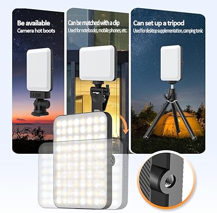 Rechargeable Dual-Clip Selfie Light (3 Modes) for Mobile & Laptop