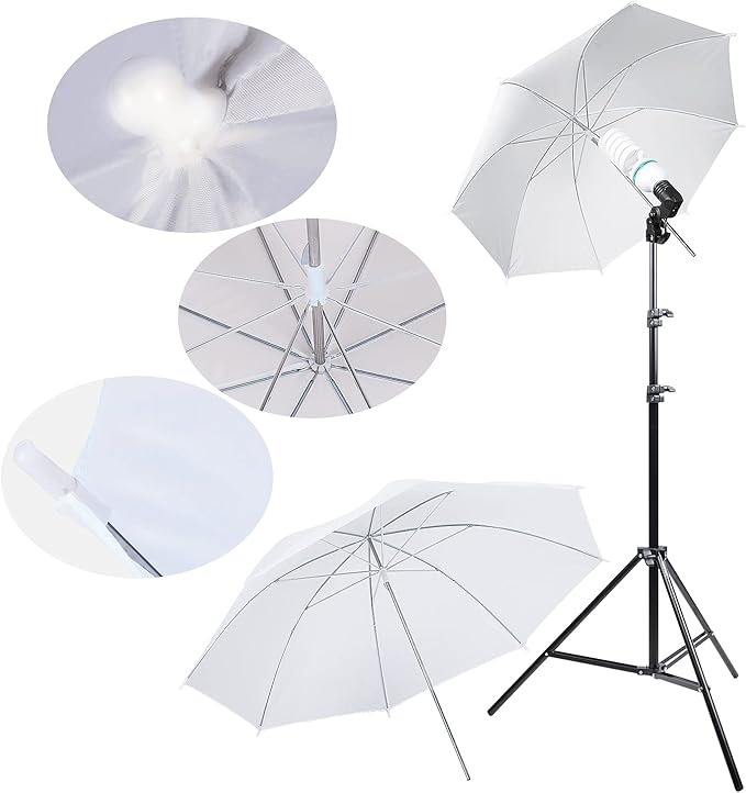 Photography Studio Lighting Kit: Umbrella, Double Bulb Holder & Jk High Quality Stand Light Stand