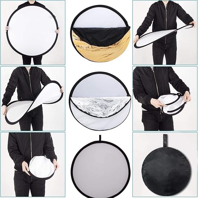 42-inch 5-in-1 Collapsible Photography Reflector Kit - Translucent, Silver, Gold, White and Black