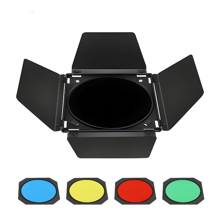 7  ′′   Barndoors Kit with Honeycomb Grid & 4-Color Gels