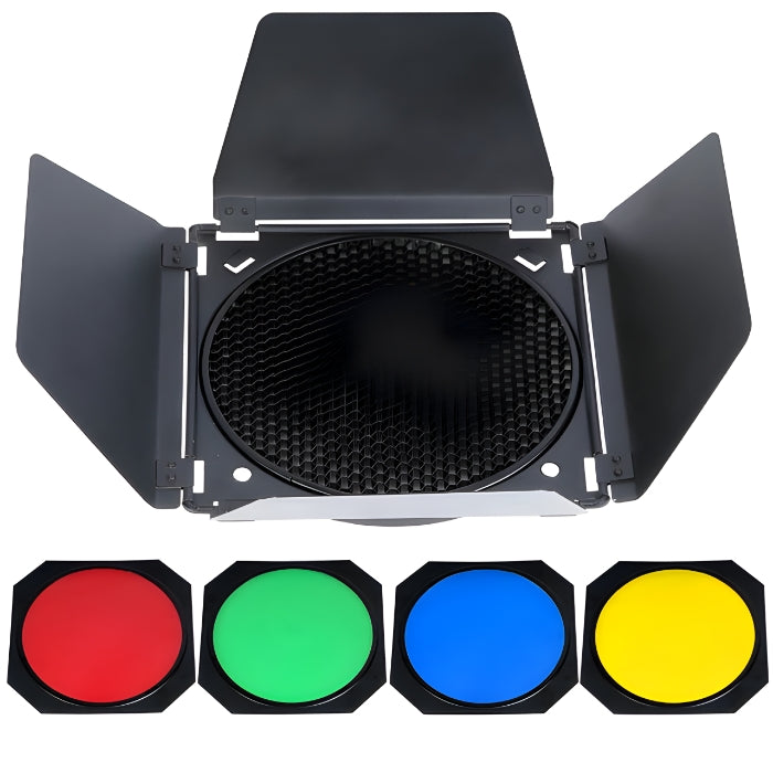 7  ′′   Barndoors Kit with Honeycomb Grid & 4-Color Gels