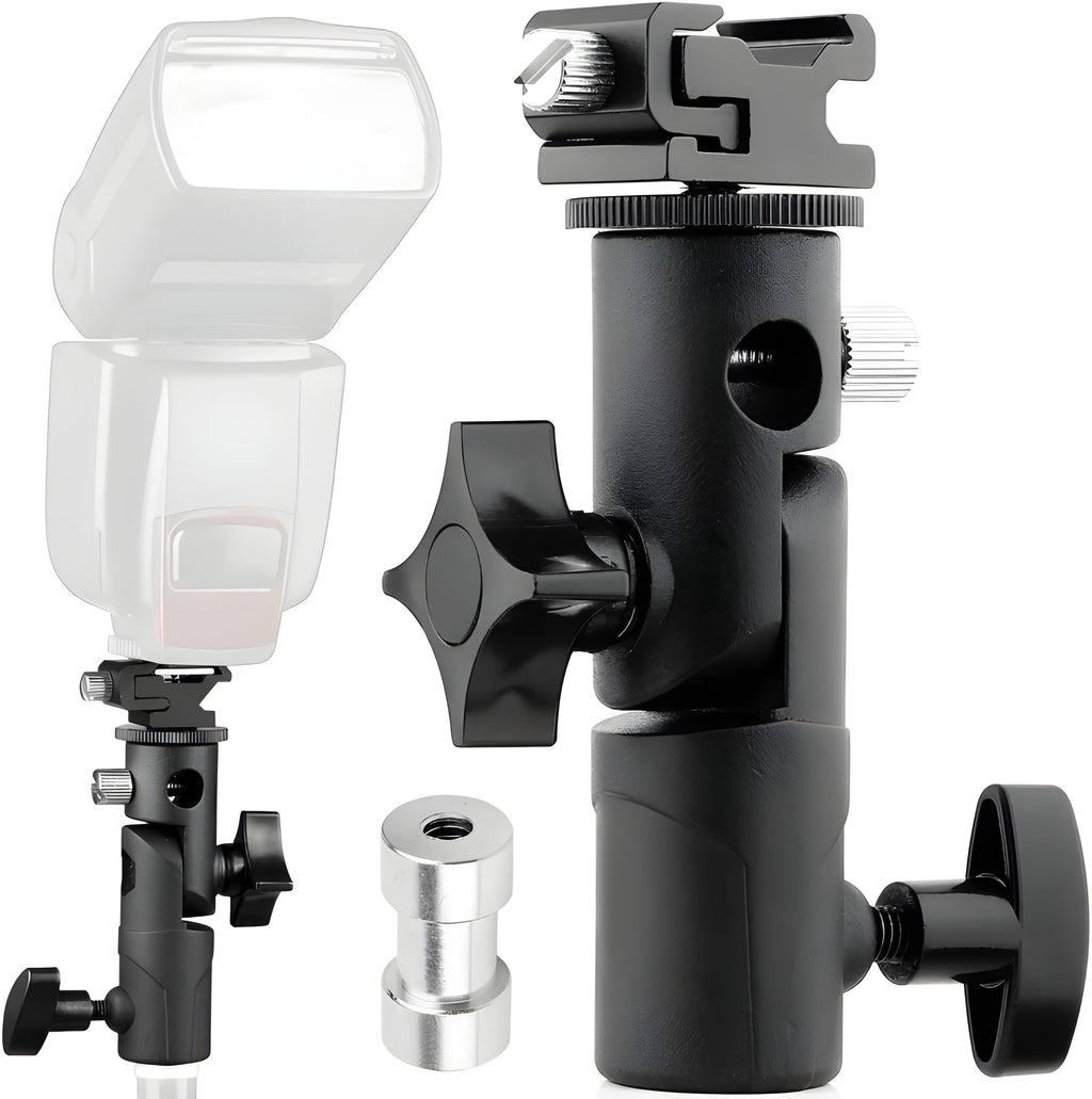 Universal Metal Flash Hot Shoe Speedlite Umbrella Holder Light Stand Grip Bracket