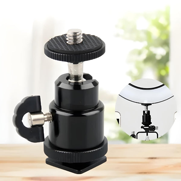 Mini Ball Head Mount for DSLR, Flash & LED Lights (360° Rotation)