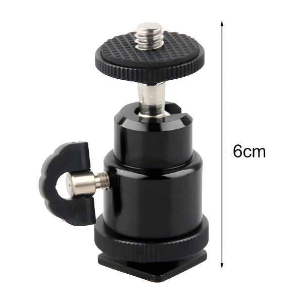 Mini Ball Head Mount for DSLR, Flash & LED Lights (360° Rotation)