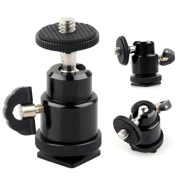 Mini Ball Head Mount for DSLR, Flash & LED Lights (360° Rotation)