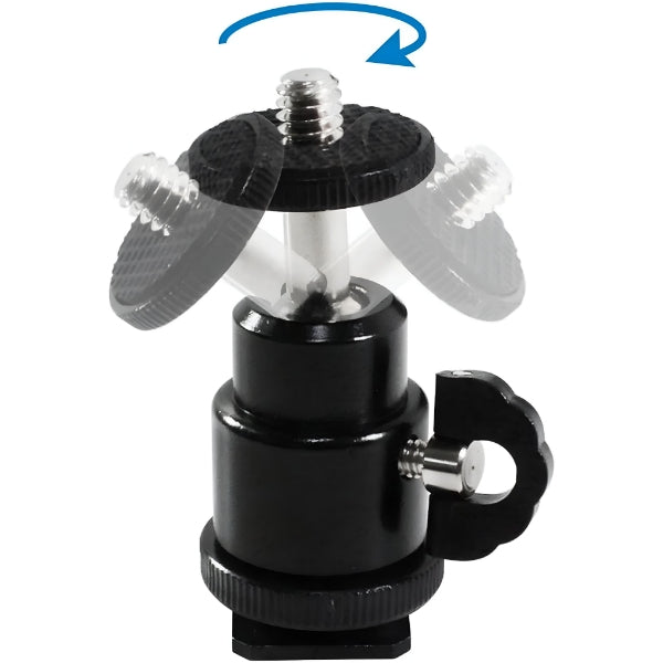 Mini Ball Head Mount for DSLR, Flash & LED Lights (360° Rotation)