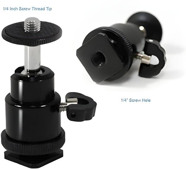 Mini Ball Head Mount for DSLR, Flash & LED Lights (360° Rotation)