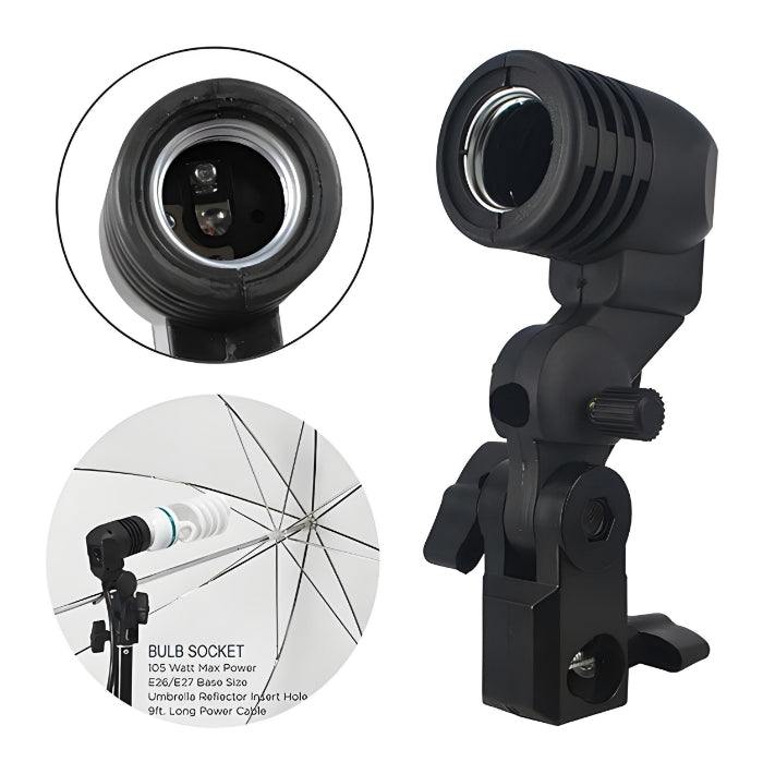 Single Bulb Holder E27 Socket Flash Umbrella Bracket Photo Lighting Bulb Holder For Youtubers| tiktokers | Photographers |Studios and Videoshoots