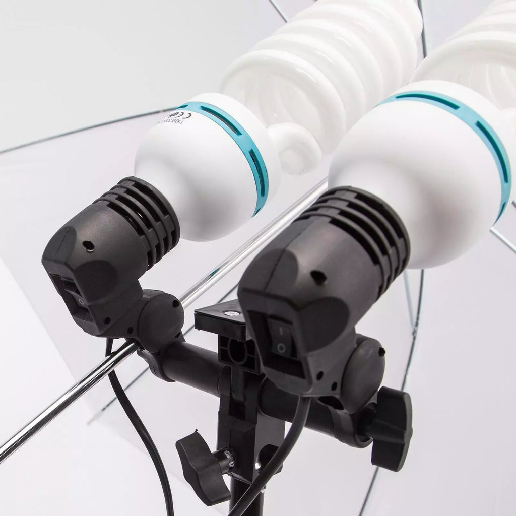 Photography Studio Lighting Kit: Umbrella, Double Bulb Holder & Jk High Quality Stand Light Stand