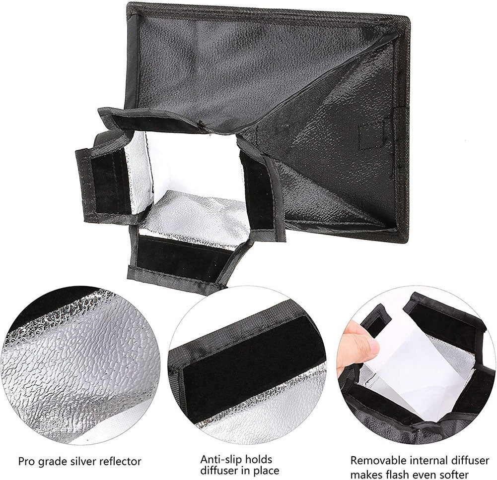 Universal Camera Flash Softbox Diffuser Kit for Canon Nikon Speedlights